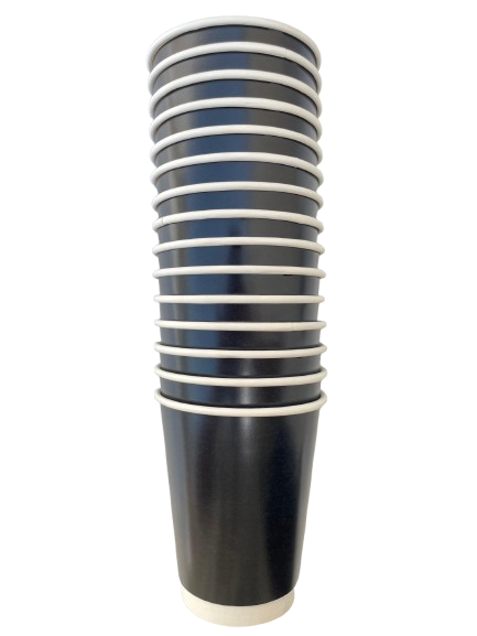 Ripple Black Paper Cup 8oz  25Pc/Pkt 20Pkt/Ctn 