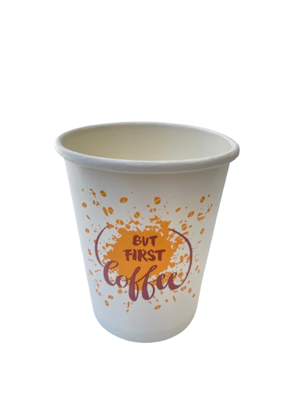 Printed White Yellow Paper Cup 8oz 100% Wood Pulp Paper 50Pc/Pkt 20Pkt/Ctn 