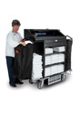 Deluxe High Security Housekeeping Cart Black 3 Shelf