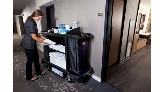 Executive Full Size Housekeeping Cart Traditional Black 
