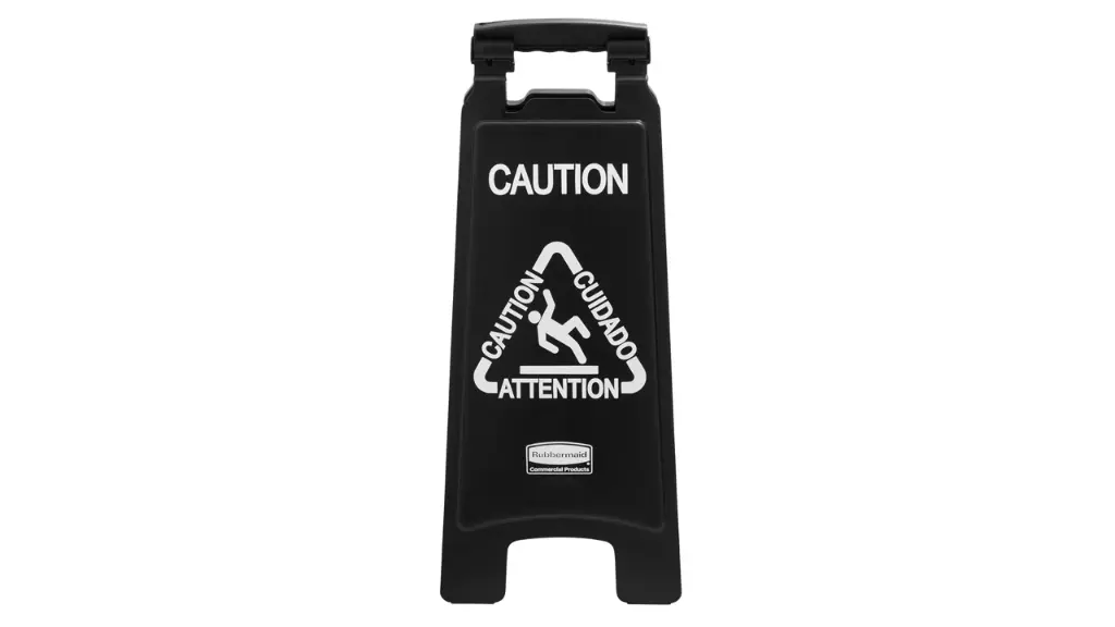 Executive Series Multilingual "CAUTION" Sign 2 Sided 26" Black