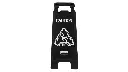 Executive Series Multilingual "CAUTION" Sign 2 Sided 26" Black