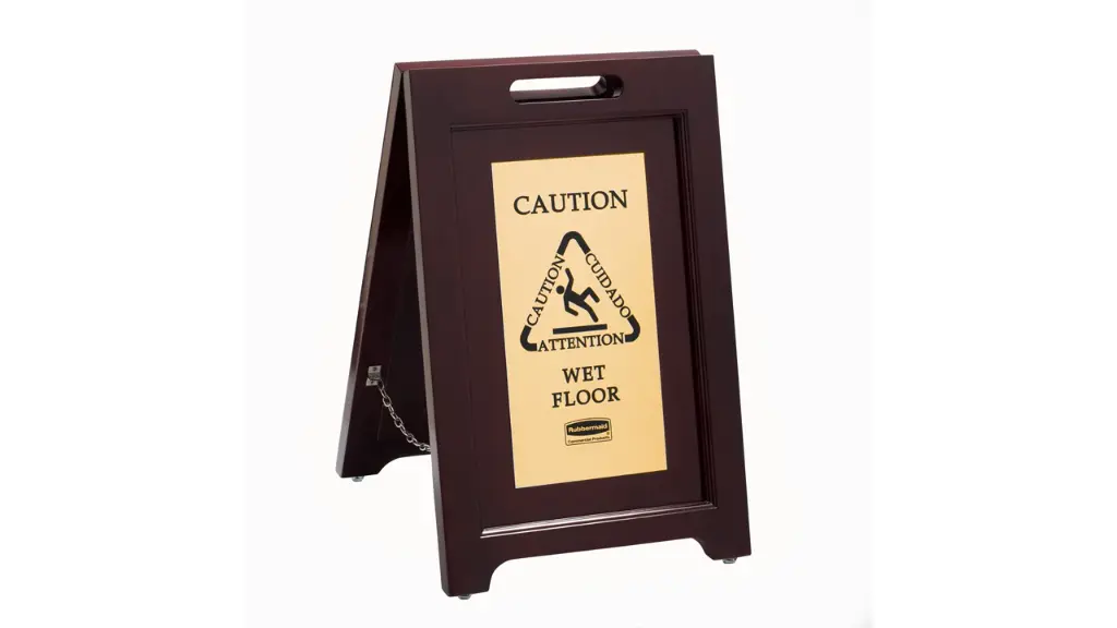 Executive Series Wooden Multilingual "Caution"Sign, 2 Sided 22" Gold