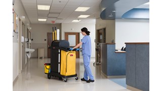 Janitorial Cleaning Cart With Doors And Hood High Security Black