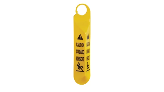 Multilingual "Caution" Hanging Safety Sign 19.5" Yellow