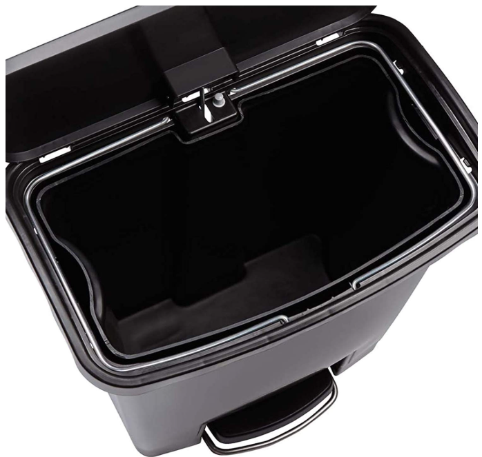 Step-on Slim Jim Stainless Steel Front Step With Dual Liner 24Gal Black 