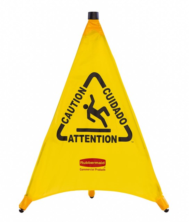 Multilingual "Wet Floor" Pop Up Floor Cone 30" Yellow  