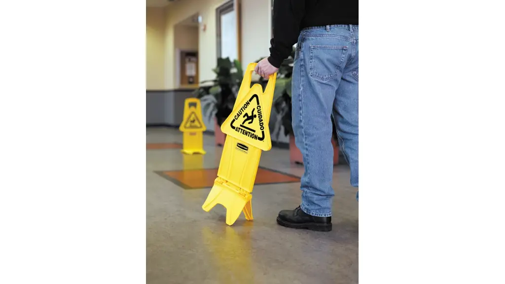 Multilungual "Caution" Stable Safety Sign 2 Sided 26" Yellow