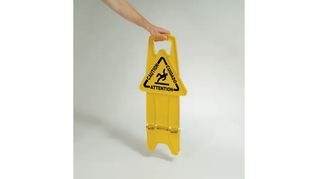 Multilungual "Caution" Stable Safety Sign 2 Sided 26" Yellow