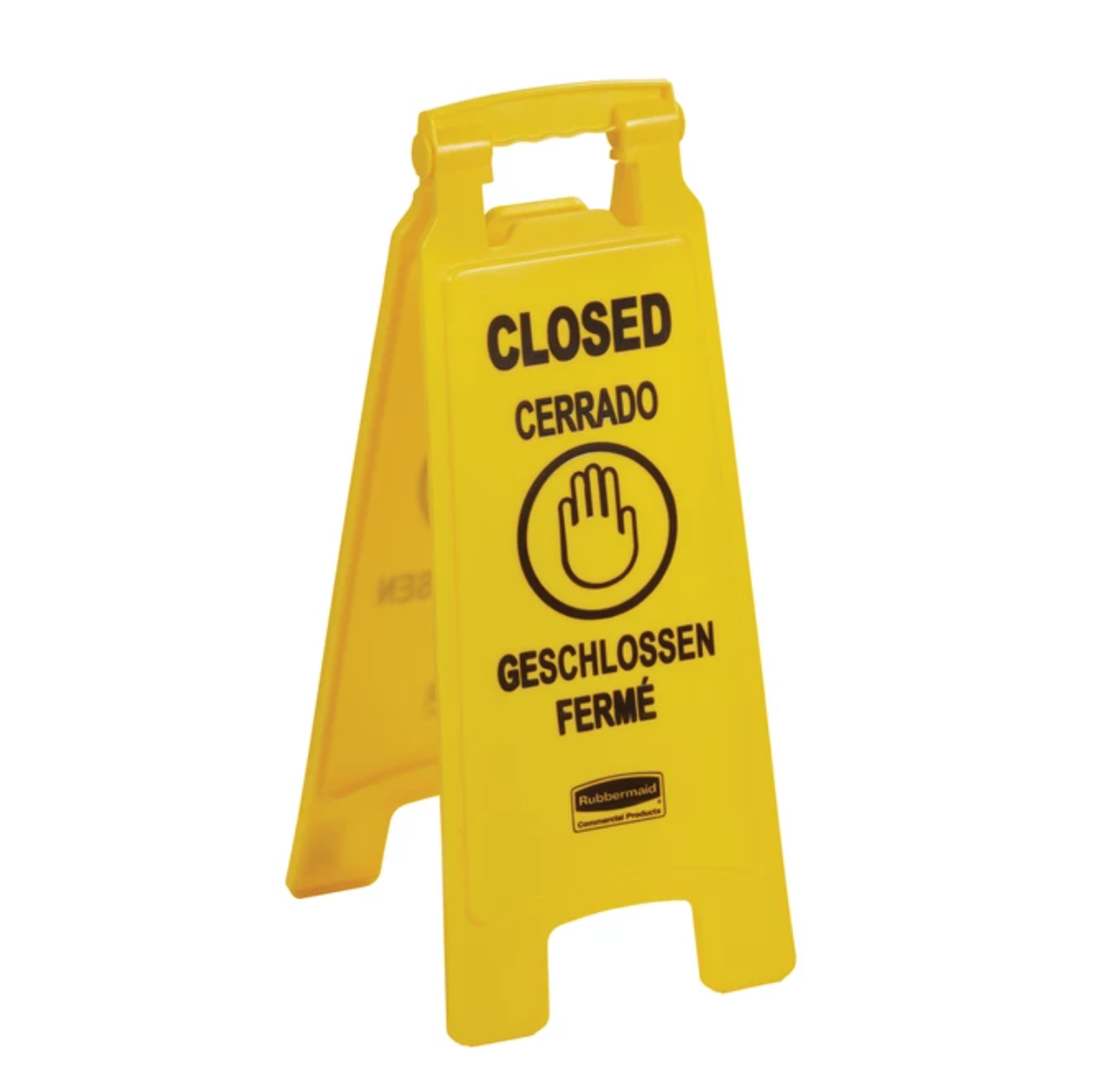 Multilingual "Closed" Floor Sign 25"/66cm Yellow