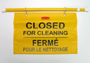 Multilingual "Closed For Cleaning" Hanging Doorway Safety Sign Yellow