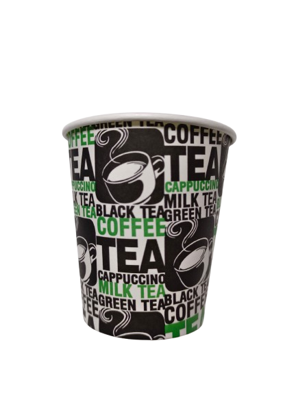 Printed Black Green Paper Cup 6.5oz 100% Wood Pulp Paper 50Pc/Pkt 20Pkt/Ctn 