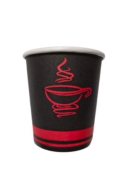 Printed Black Red Paper Cup 6oz 100% Wood Pulp Paper 50Pc/Pkt 20Pkt/Ctn 