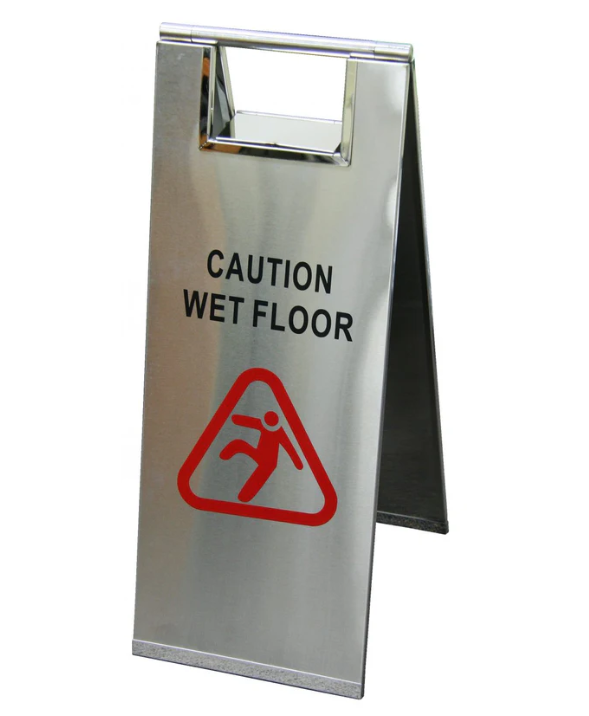 Caution Stainless Steel Wet Floor Warning Sign Steel H65xB24cm