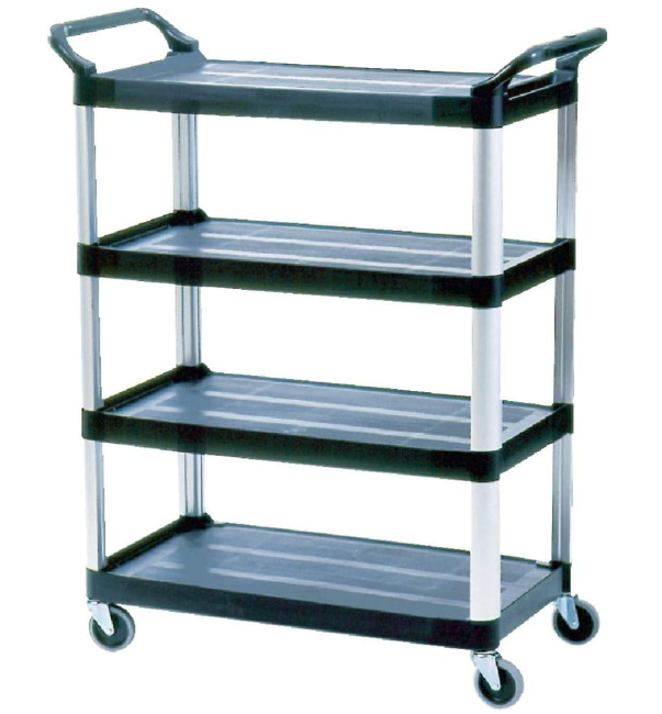 Xtra 4 Shelf Cart Open Sided 300Lbs Capacity Black
