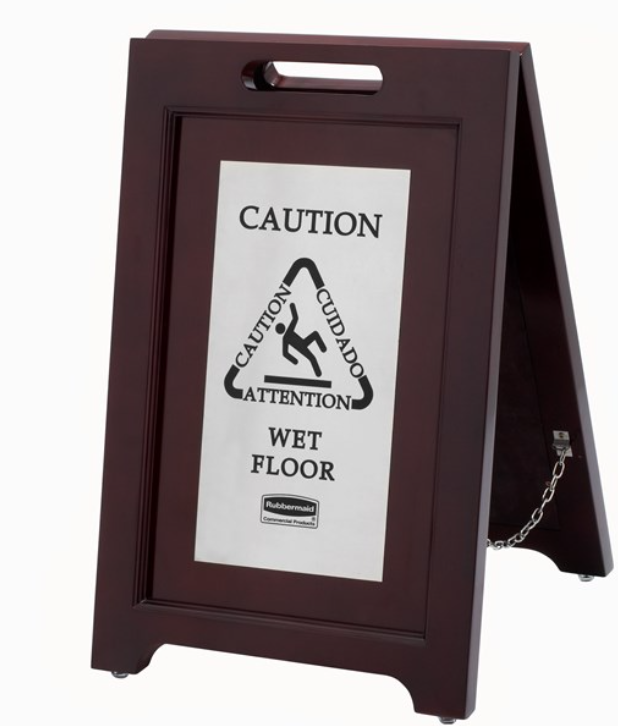 Wood Safety Sign Brass Plate Silver