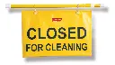 English Only "Closed For Cleaning" Hanging Doorway Safety Sign Yellow 
