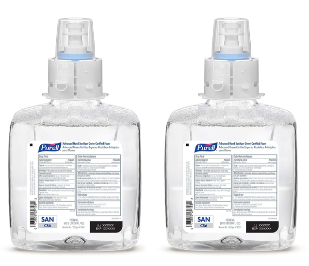 Purell Advanced Hand Sanitizer Green Certified Foam refill 1200ml CS6 Touch Free dispenser 