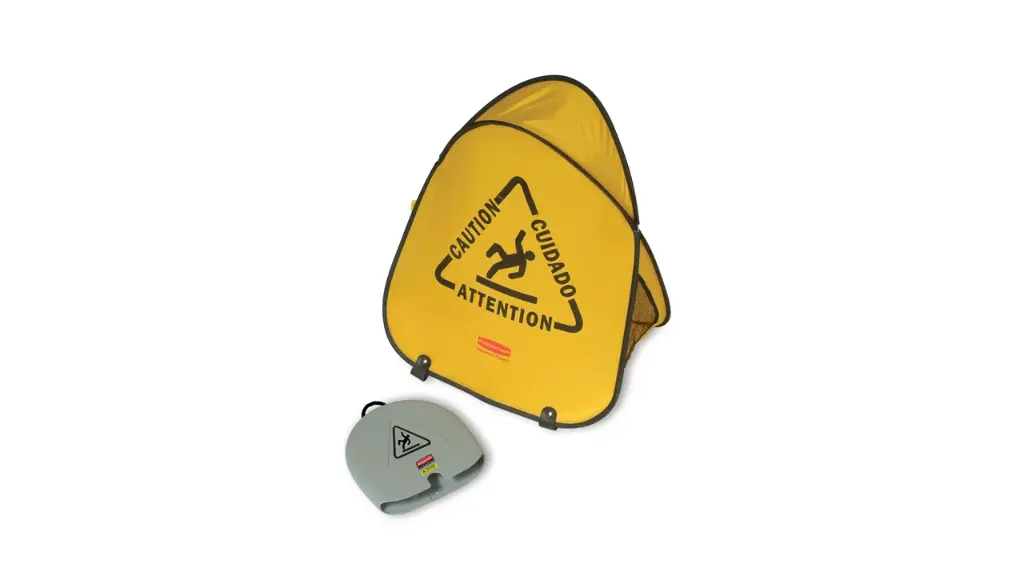 Multilingual "Caution" Folding Safety Cone 20" Yellow 
