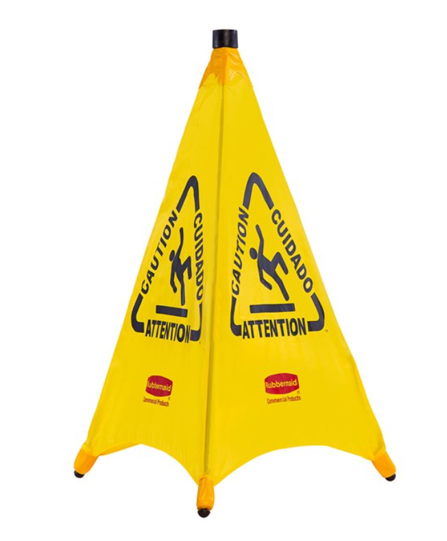 Multilingual "Wet Floor" Pop Up Floor Cone 30" Yellow  