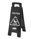 Executive Series Multilingual "CAUTION" Sign 2 Sided 26" Black 