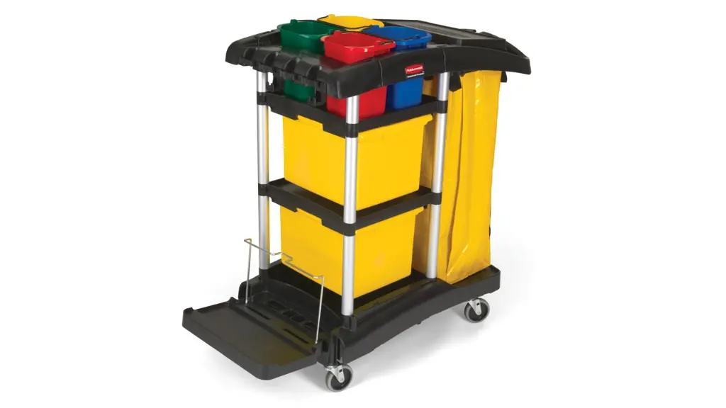 Janitorial Cleaning Cart Full Swivel With Bins-High Capacity 