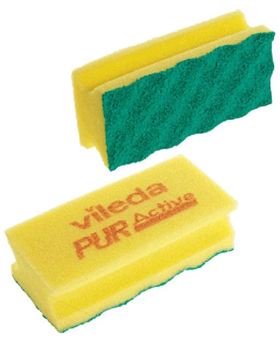 PUR Active Non Abrasive Sponge Yellow Vileda 15x7cm 10Pc/Pkt