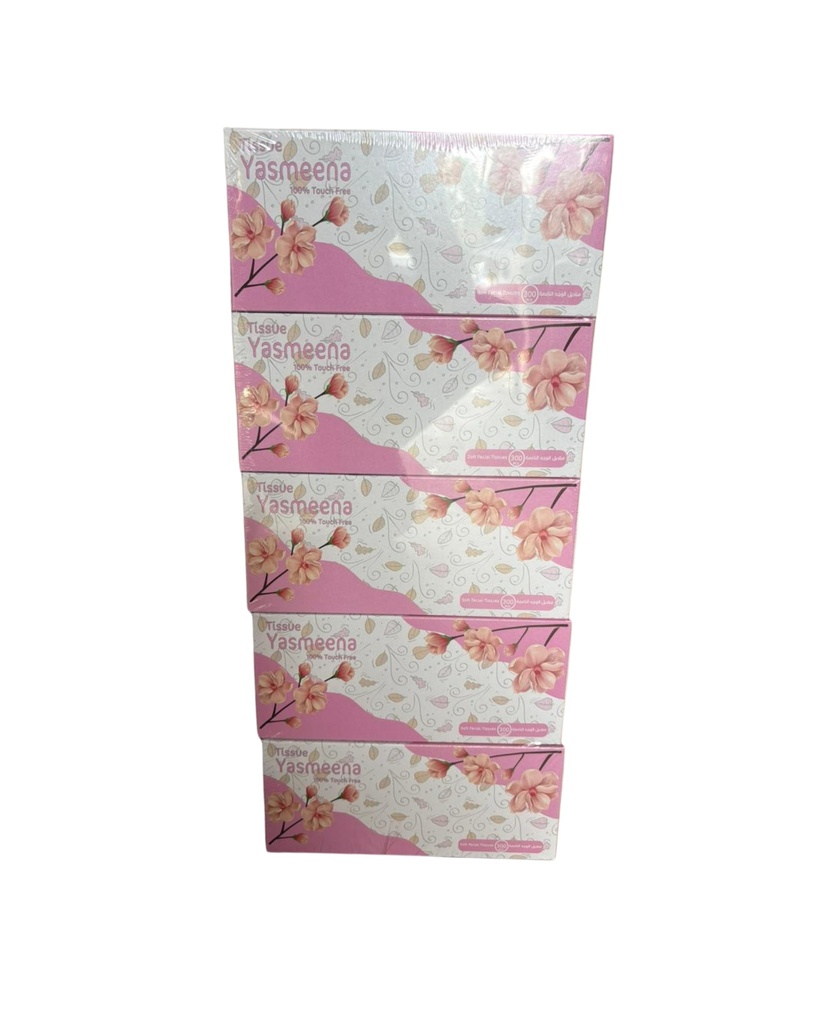 Facial Tissue Yasmeena 1918 Embossed 2ply150Sh/Box 5Box/shrink film & Handle 30Box/PP