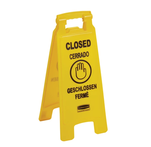 [FG611278YEL ] Multilingual "Closed" Floor Sign 25"/66cm Yellow