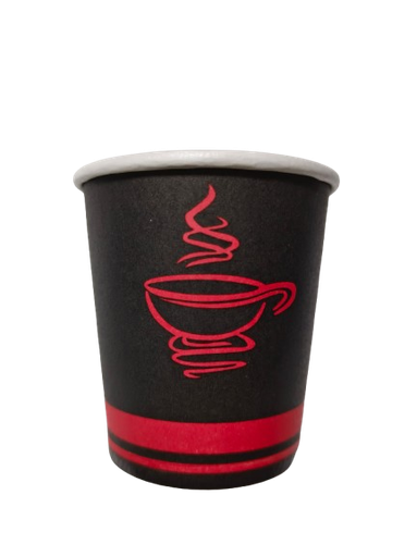 Printed Black Red Paper Cup 6oz 100% Wood Pulp Paper 50Pc/Pkt 20Pkt/Ctn 