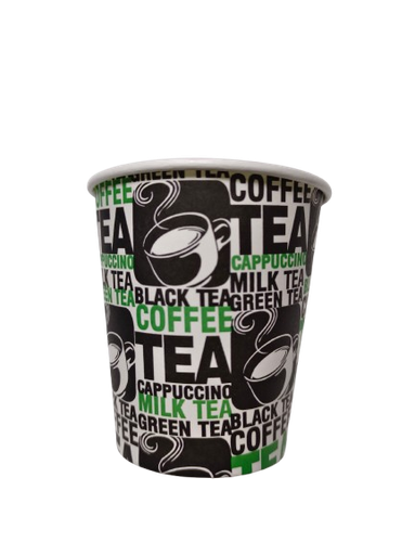 Printed Black Green Paper Cup 6.5oz 100% Wood Pulp Paper 50Pc/Pkt 20Pkt/Ctn 