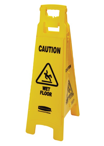 [FG611477YEL] "Caution Wet Floor" Sign 2 Sided 38"/96cm Yellow