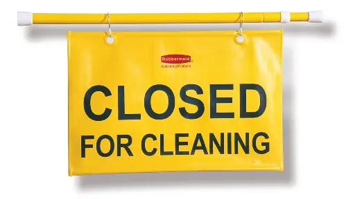 [FG9S1500YEL] English Only "Closed For Cleaning" Hanging Doorway Safety Sign Yellow 
