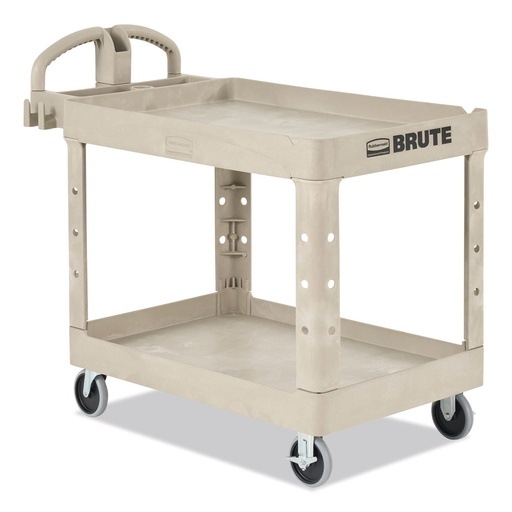 [FG452088BEIG] BRUTE Heavy-Duty Ergo Handle Utility Cart, Lipped Shelf, Medium, 500 lb. capacity Beige