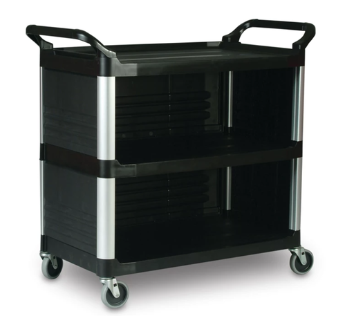 [FG409300BLA] Utility Cart With Enclosed End Panels On 3 Sides Black 