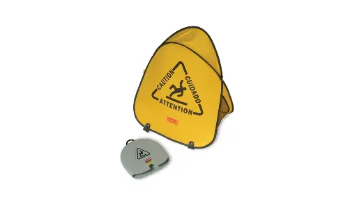 [FG9S0700YEL] Multilingual "Caution" Folding Safety Cone 20" Yellow 