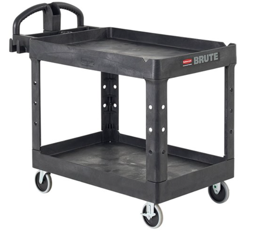 [FG452088BLA] BRUTE Heavy-Duty Ergo Handle Utility Cart, Lipped Shelf, Medium, 500 lb. Black