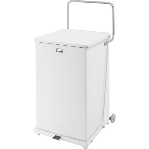[FGQST40EWRBWH] Defenders Square Quiet Step Can with Wheels 40Gal/151L White