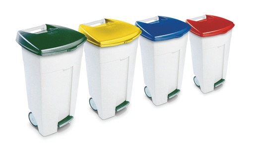 [0392450540] Eco Step-On Bin White Body Blue Lid  