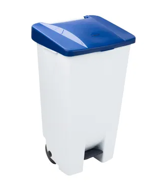 [0392450540] Eco Step-On Bin White Body Blue Lid