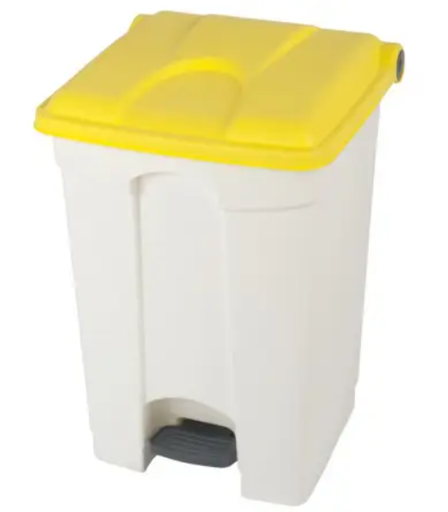 [0392425240] Eco Step-On Bin White Body Yellow Lid