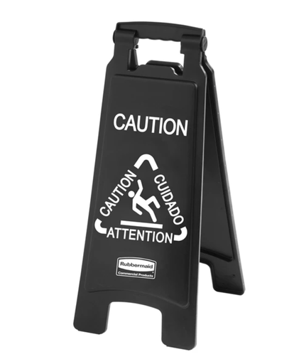 [1867505] Executive Series Multilingual "CAUTION" Sign 2 Sided 26" Black 
