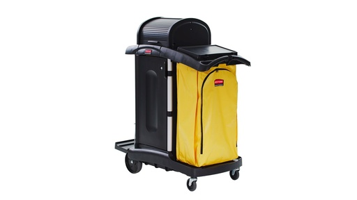 [FG9T7500BLA] Janitorial Cleaning Cart With Doors And Hood High Security Black 
