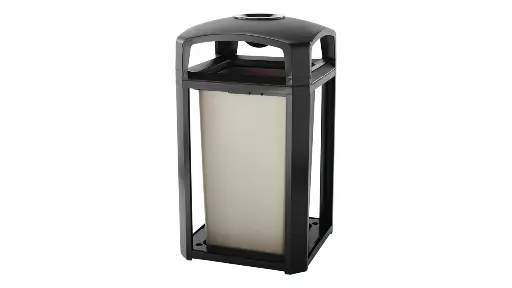 [FG397501BLA] Landmark Series Classic Container Dome Top With Ash Tray Frame And Rigid Liner 50 Gal Black  