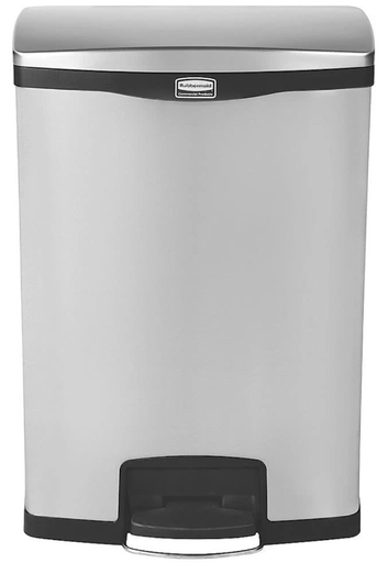 [1902002] Step-on Slim Jim Stainless Steel Front Step with Dual Liner Black 24Gal/91Ltr