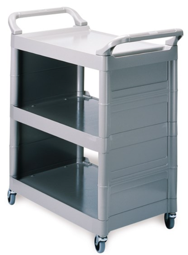 [FG342100PLAT] Service Cart with 3 In Swivel Casters and End Panels, Platinum