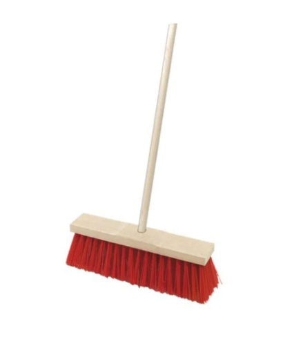 Street Broom 18" with Wooden Handle, Hard Broom Brush